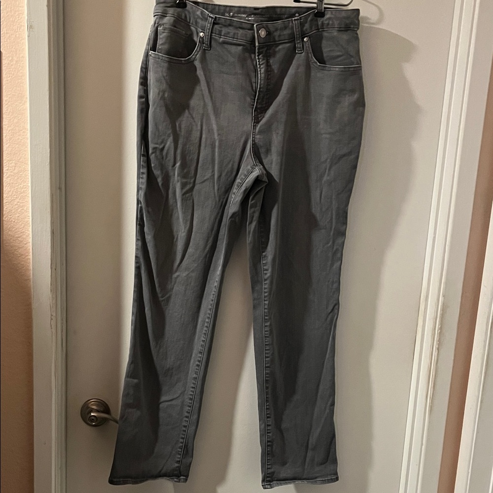 Chico’s 5 pocket so slimming jeans.